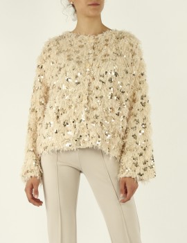 PULL NG33305 PAILLETTES BEIGE