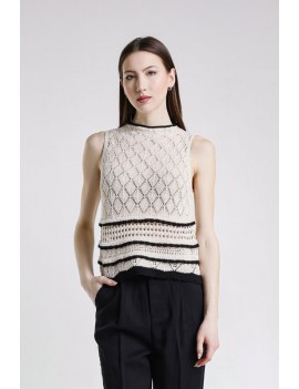 PULL SM LINIK 5CO ECRU NERO